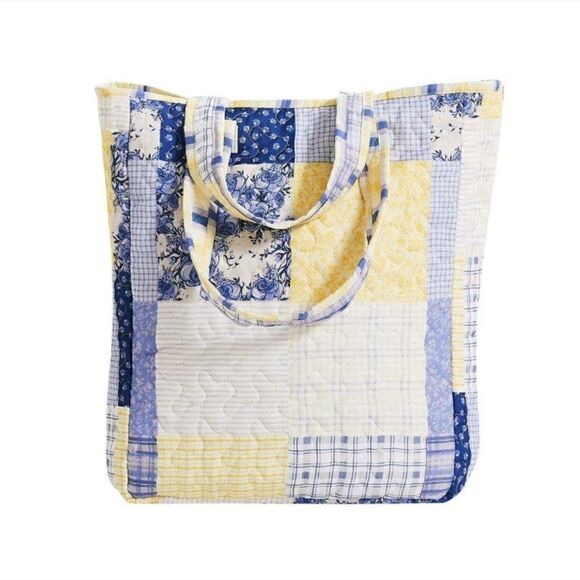 NEW! Garden Blue Bell Printed KING Quilt Set with Bonus Tote Bag Farmhouse - Picture 7 of 7